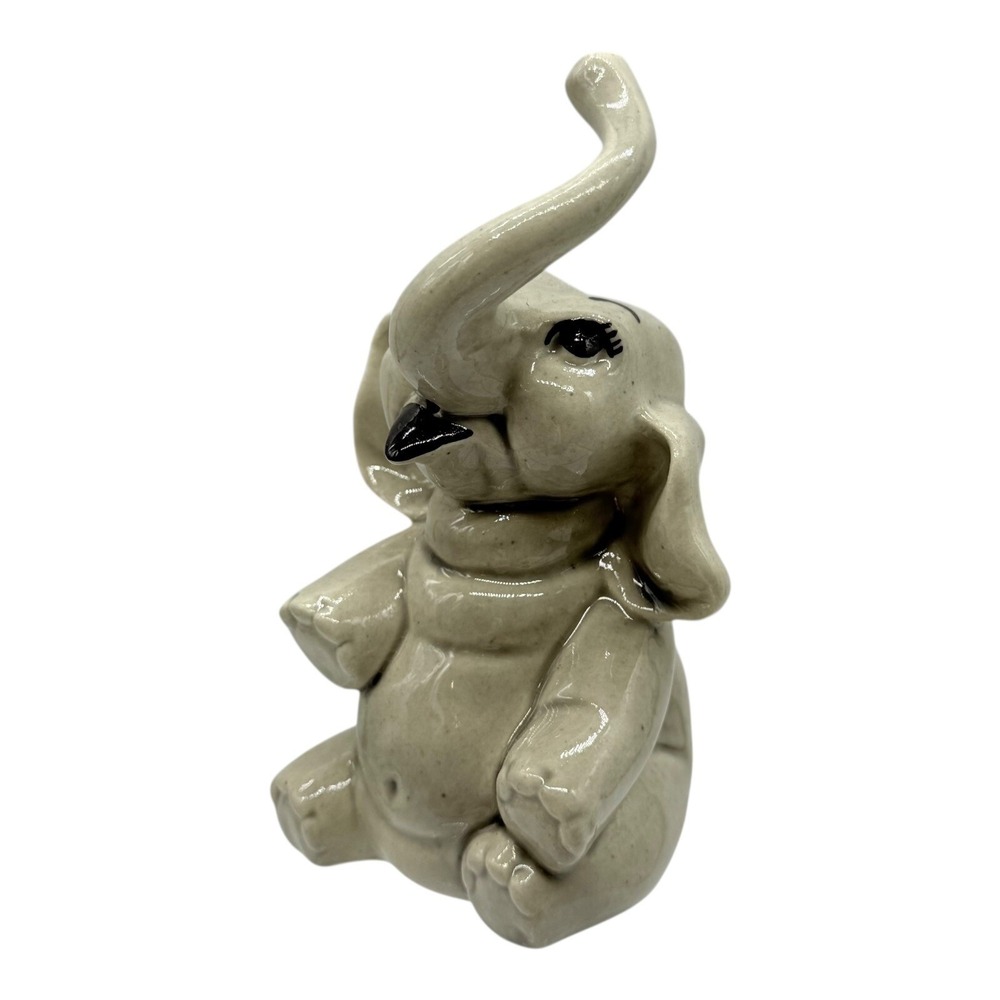 Ceramic Arts Studio Elephant Figurine Trunk Up Good Luck Vintage Decor Statue